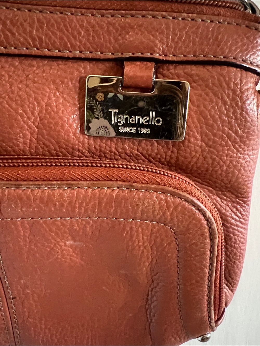 Firm price Tiganello Burnt Orange Pebbled Leather Crossbody - Picture 2 of 7